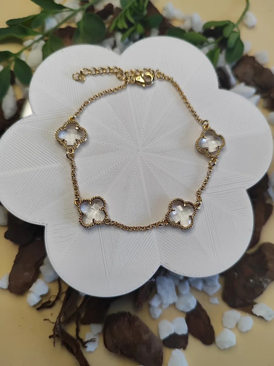 Pulseira Elo Com Trevos Cristal